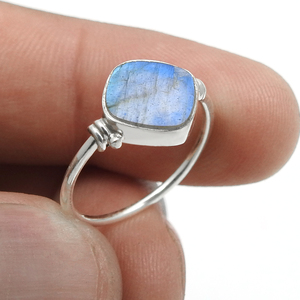Natural <b>Labradorite</b> Gemstone 925 Sterling Silver Bezel Cushion Shape Artisan <b>Ring</b> Custom Order Design Boho Jewelry Manufacturer - Product Image 4