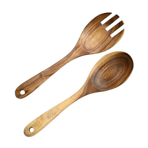 Ensalada de madera de acacia genuina Cuchara para servir arroz Nueva fabricación india Servidor de ensalada de madera Ecológico por Artesanías de media luna - Product Image 4
