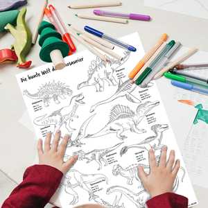 Póster para Colorear de Dinosaurios Din A3, 120 g, Offset, para Entusiastas de Animales y Dinosaurios - Product Image 1