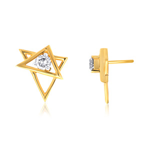 Star Shape Round Diamond <b>Studs</b> Modern Blossom Diamond <b>Stud</b> <b>Earrings</b> 14K Yellow Gold Lab Grown Diamond Luxury Jewelry - Product Image 4