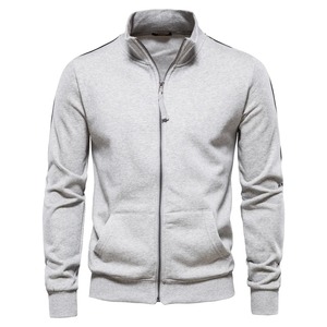 Sudadera de manga larga para hombre, sudadera con diseño de cremallera sólida de mezcla de algodón para hombre, ropa deportiva, chaqueta informal ajustada - Product Image 4