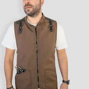 Veste styliste marron avec poches, qualité supérieure avec votre nom ou logo parfait cadeau de salon à la mode pour coiffeur