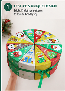 Custom Round <b>Christmas</b> Advent Calendar Box 12 Slice Shaped Triangle Gift <b>Boxes</b> Rigid Cardboard Blind Box Mystery Packaging - Product Image 2