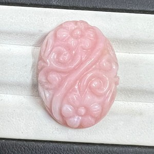 Hecho a mano Mughal arte tallado hermosa forma ovalada Rosa ópalo piedra preciosa efecto DE CAMBIO DE Color Natural Uso de joyería producto a granel 28x21mm - Product Image 2