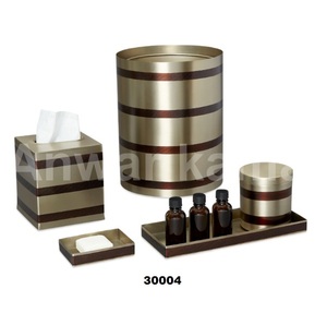 Juego de accesorios de baño, 5 uds., juego de acabado de cobre con jabonera, soporte para pañuelos, cubo de basura para decoración de mostrador de baño - Product Image 1