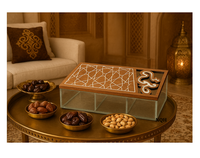 Nouveauté Ramadan Eid 2026 Boîte rectangulaire carrée en bois nacre acrylique moderne de luxe marron avec logo personnalisé