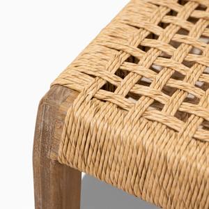 Taburete de Baño de Madera de Teca Reciclada con Asiento de Cuerda Natural Tejida a Mano, Taburete de Ducha Impermeable para Spa, Muebles de Baño Rústicos - Product Image 6