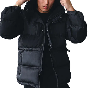 Chaqueta acolchada de peso pesado para hombre, ropa de abrigo acolchada cálida con capucha, cierre de cremallera y ajuste cómodo para clima frío - Product Image 5