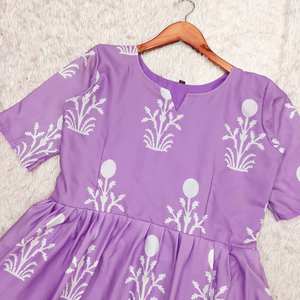 Robe une pièce en georgette imprimée en coton de créateur pour femmes Salwar en soie à manches fantaisie de style indien pour les fêtes de mariage pour adultes - Product Image 5