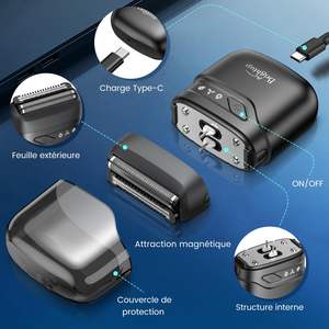 Mini rasoir électrique compact pour hommes, double lame, tête flottante, étanche IPX7, utilisation humide et sèche, interface en allemand - Product Image 2