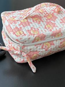 New Arrival Hand Crafted Block Printed Cotton Travel <b>Vanity</b> Case for Traveling Flower Quilting Cloth <b>Makeup</b> Bag Cosmetic Bag - Product Image 2