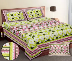 새로운 디자인 킹 사이즈 럭셔리 침대 시트와 베개 커버 100% 면 더블 침대 이불 세트
