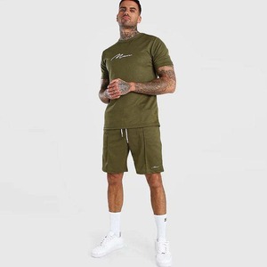 2023 Custom Streetwear Cotton <b>Jogging</b> Sportswear Gym Tracksuit and <b>Short</b> 2 Piece <b>Shorts</b> Track Suit <b>Men</b> T Shirt Set - Product Image 2