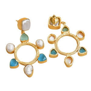 ต่างหูรูปหัวใจประดับมุกน้ำจืดทองเหลือง LJ 227 จาก Laxmi Jewelers ชุบทอง 14k ผิวด้าน ดีไซน์โบโฮชิคสำหรับผู้หญิง - Product Image 3