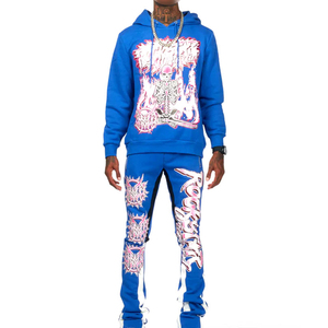 Marque privée vierge Survêtement homme Survêtement évasé personnalisé Survêtement été deux 2 pièces ensemble pour homme - Product Image 1