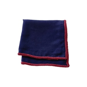 Navy Blue Solid Pattern <b>Pocket</b> <b>Square</b> with <b>White</b> Hand-Knitted Edges Breathable Custom Polyester and Silk Material - Product Image 4