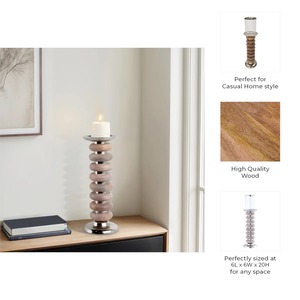 Portavelas de Madera Natural con Diseño Modesto, Perfecto para Decoración del Hogar, Exhibición Sutil y Acento Interior, Hecho a Mano en India - Product Image 5