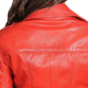 Long Sleeves <b>Lightweight</b> <b>Women</b> Leather <b>Jackets</b> Winter Wear Windproof Slim Fit Leather <b>Jacket</b> - Product Image 6