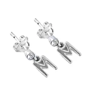 Women's 925 <b>Silver</b> 'M' Letter <b>Stud</b> Earrings Fashion Jewelry Gift - Product Image 2