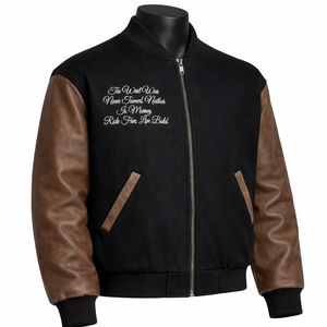 Chaqueta Bomber Estilo Universitario Más Vendida, Mezcla de Lana con Mangas de Cuero Sintético, Cierre de Cremallera, Ropa Exterior Informal de Moda Urbana - Product Image 3