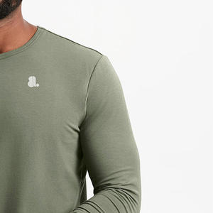 Camiseta de Manga Larga de Alta Calidad con Cuello Redondo de Algodón, Logotipo Personalizado, Camiseta de Manga Larga con Cuello Redondo para Hombre - Product Image 2