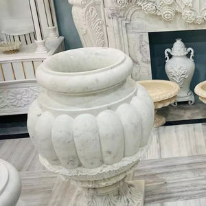 กระถางดอกไม้หินธรรมชาติทรงกลมแกะสลักด้วยมือตามสั่งสำหรับตกแต่งบ้านและสถานที่ทางจิตวิญญาณของตกแต่งบ้านที่หรูหรา - Product Image 1