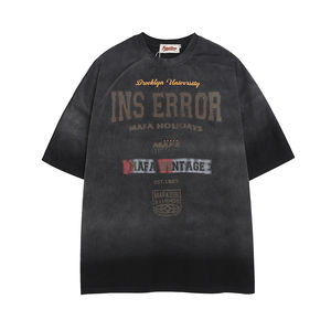 T-shirt en coton 100% pour homme, coupe ample et surdimensionnée, manches courtes, tricoté, lavé, teint, décontracté, respirant, imprimé à l'écran - Product Image 3