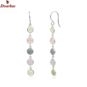 Wholesale 925 <b>Sterling</b> <b>Silver</b> <b>Drop</b> Bezel <b>Earrings</b> with Multi-Color Gemstones Classic Style for Party or Gift - Product Image 3