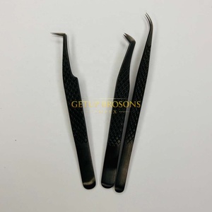 ชุดแหนบต่อขนตาแบล็คพลาสมา สำหรับต่อขนตาแบบวอลลุ่ม แยกเส้นขนตาอย่างมืออาชีพ ทำจากสแตนเลสสตีล แหนบความแม่นยำสูง - Product Image 3