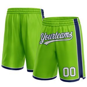 Pantalones cortos de baloncesto Industrie Direct Engro Sportswear Custom Neon Green White-Navy Authentic Basketball Shorts - Product Image 1