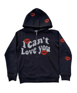 Vêtements de rue surdimensionnés zippés avec strass fabricants de vêtements graphiques pour hommes 100% sweats à capuche en coton pour hommes - Product Image 1