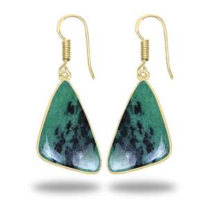 Earrings Women Natural Ruby Zoisite Trendy Gold Plated Gemstone Jewelry Direct solid brass metal 18k gold earring wedding gifts - Product Image 1