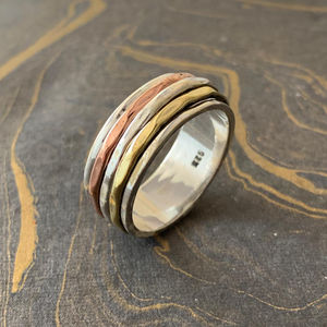 Tr Tretoned <b>Spinner</b> <b>Ring</b> (8.2 Grams) Rose Gold Gold Plated Inlay Trendy Bohemian Classic Religious Style Christian Number-Shaped - Product Image 1