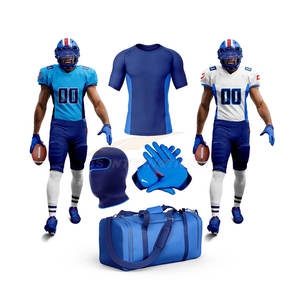 Uniformes de sublimation de football américain de qualité supérieure paquet d'affaires hommes jeunes maillots personnalisés gants guêtres chaussettes sweats à capuche sacs - Product Image 1