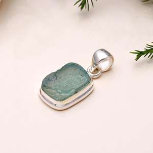 Pendentif artisanal en argent sterling 925 massif, pierre précieuse druzy aquamarine, cadeau chrétien, serti en bezel, au meilleur prix - Product Image 3