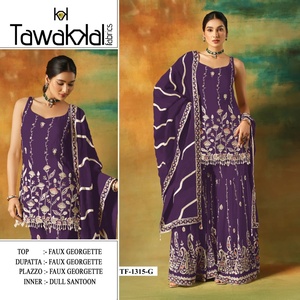 Elegante traje de seda Georgette de zorro pesado con trabajo de puntada de bordado Jari de hilo múltiple y detalles de Latkan perfecto para ropa de fiesta - Product Image 4