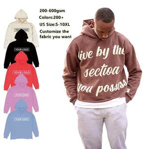 Sudadera con capucha de algodón de gran calidad para hombre Sudadera con capucha y sudadera de color sólido Sudaderas con capucha de lavado ácido para hombres - Product Image 3