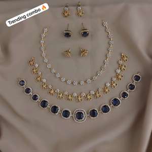 Conjunto de Collar con Acabado Mate CZ, Oferta Combinada, Perfecto para Bodas, Uso Diario, Conjuntos de Collar de Calidad Premium - Product Image 2