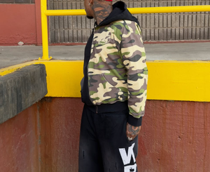Streetwear personnalisé Camouflage Camo Sweat à capuche zippé Sun Faded Surdimensionné French Terry Boxy Camouflage Zipup Hoodies 2025 - Product Image 6