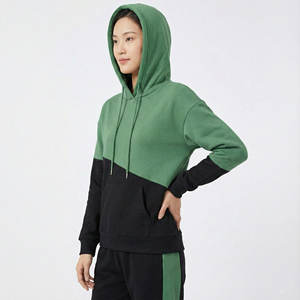 Ventes en gros de sweats à capuche pour femmes, streetwear, patchwork personnalisé, coupe décontractée, épaules tombantes, sweats à capuche en molleton de coton, pulls - Product Image 2