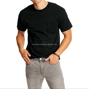 Camiseta para Hombre, Estilo Beefy-T, Tejido Sólido de Poliéster/Algodón, con Bolsillo, Diseño Personalizado, Antiarrugas, Secado Rápido, para Verano - Product Image 2