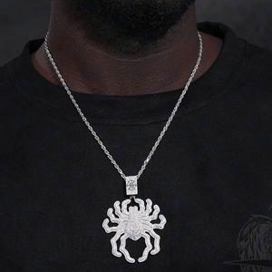 Forme d'araignée unisexe Hip Hop pendentif pavé ensemble rond Moissanite diamant pendentif 925 argent porter hip hop glacé pendentif à breloque - Product Image 5