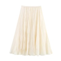 Femmes taille haute a-ligne été plissé balançoire jupe nouveau Style moyen long tailles décontracté grande taille Options en mousseline de soie tissu