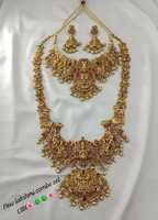 Ensemble de mariée traditionnel sud-indien Laxmi de haute qualité, motif floral, laiton, zircon, plaqué or certifié, tendance pour les mariages et les fêtes
