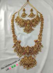 Conjunto de Joyería Nupcial Tradicional del Sur de la India de Alta Calidad, Diseño de Diosa con Circones, Chapado en Oro, para Bodas y Fiestas - Product Image 2