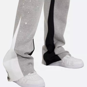 2024 Top Trending pantalones de chándal acampanados de gran tamaño en blanco hip hop casual algodón color bloqueado pierna ancha Jogger pantalones acampanados para hombre - Product Image 2