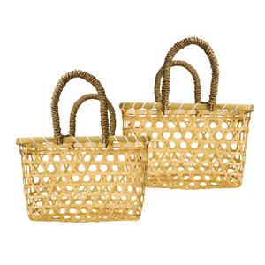 Cesta de Regalo de Bambú Resistente con Hierba Marina, Cestas de Regalo Elegantes Hechas a Mano, Empaque de Regalo Popular - Product Image 1