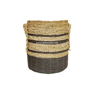 Корзина для морских водорослей (набор 2), черная полоска, корзина для хранения, корзина для хранения, оптовая продажа плетеная круглая корзина для хранения