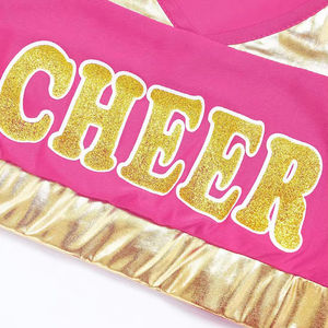 Fournisseur d'usine, vente en gros d'uniformes de cheerleading, nouveau style, logo personnalisé, 100% polyester, ensemble de vêtements de cheerleading élastiques - Product Image 6