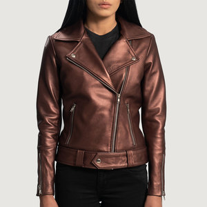 Blouson Moto Hiver Unisexe en Cuir Marron Personnalisé, Respirant, Chauffant, Coupe-Vent, Écologique, avec Manches Zippées, Col Montant, Coupe Ajustée - Product Image 1